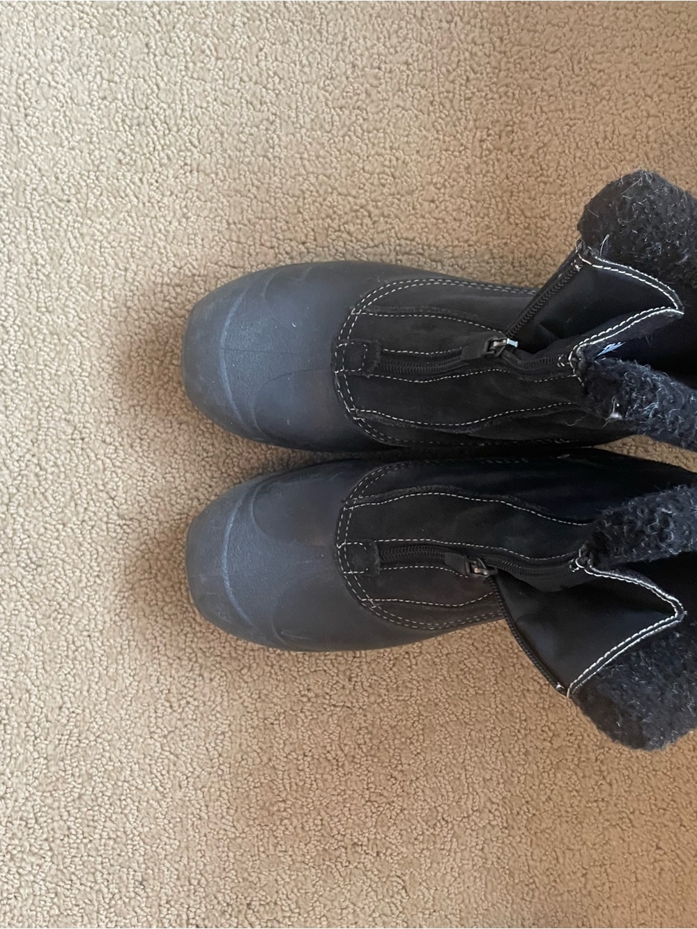 Sorel Kids Black Zip Winter Boots with Faux-Fur Cuff